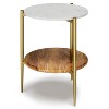 Vynxaria Round Coffee Tables - White Marble & Natural Wood Accent - 3 of 4