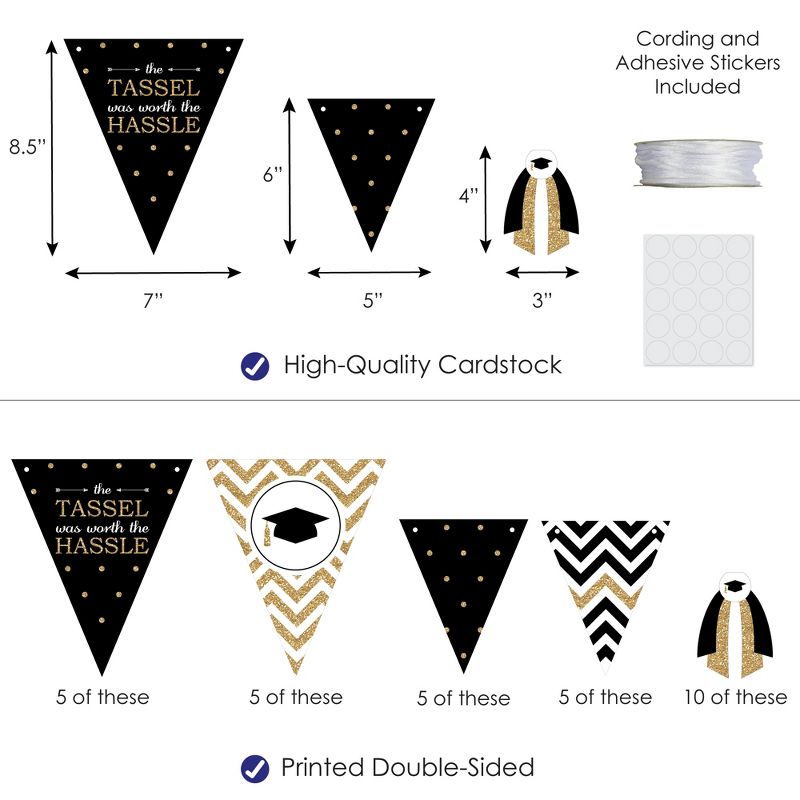 Big Dot of Happiness 30 Piece Gold Graduation Party Pennant Triangle Banner, 4 of 10