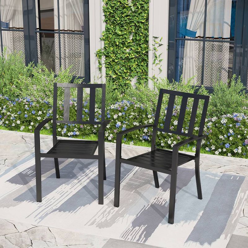 2pk Outdoor Stackable Bistro Chairs - Black - Captiva Designs, 1 of 10