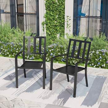 2pk Outdoor Stackable Bistro Chairs - Black - Captiva Designs