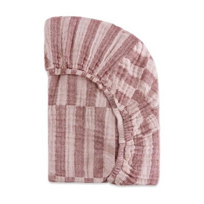 Maroon Stripe Organic Cotton Baby Bassinet Sheet