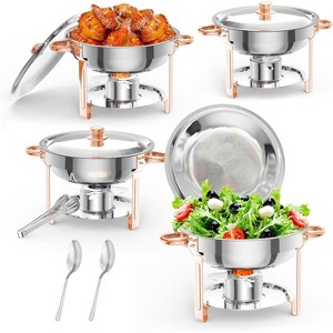 TackView Chafing Dish Buffet Set, 5L Round Chafing Dishes, Stainless Steel Detachable Alcohol Chafer Warmer, for Buffet Serving, Party - 1 of 4