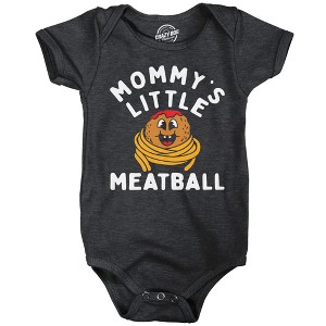 Mommys Little Meatball Baby Bodysuit Funny Sarcastic Graphic Novelty Jumper for Infants - Crazy Dog Baby Bodysuit With Sarcastic Sayings - 1 of 4