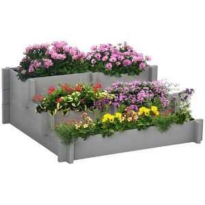 Aghana Digitals 3-Tier Fir Wood Raised Garden Bed with Draining Fabric, Tool-Free Assembly, - 1 of 4