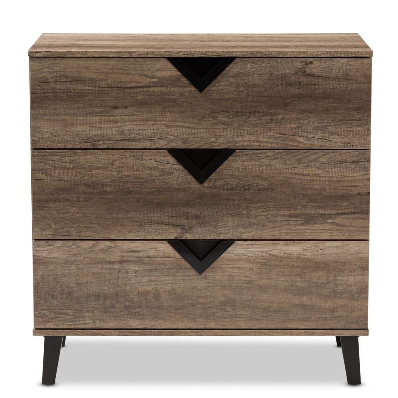 Baxton Studio Wales Modern and Contemporary Oak Wood Finish 3 Drawer Chest Light Brown, 4 of 11