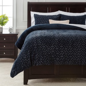 Chanasya Soft Cloud Embossed Faux Fur Luxury Duvet Cover Set - 1 of 4