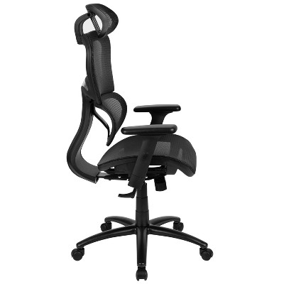 Ergonomic High-Back Swivel Task Chair with Adjustable Arms in Black