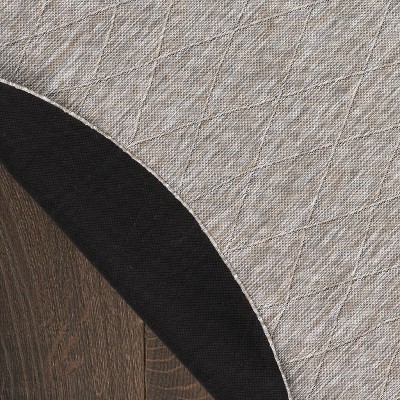 Grey Mocha Round Geometric Synthetic Washable Area Rug