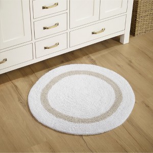 Hotel Bath Rug 100% Premium Cotton Tufted Weave Two Tone Reversible Bathroom Rug, Super Soft Absorbent, Machine Washable Bath Mat - 1 of 4