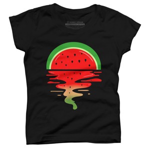 Girl's Design By Humans Watermelon Vaporwave Sunset By MinShop T-Shirt - 1 of 2