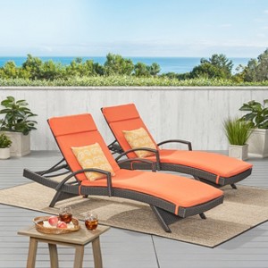 Christopher Knight Home Salem Outdoor Wicker Adjustable Chaise Lounges with Cushion (Set of 2) - 1 of 4