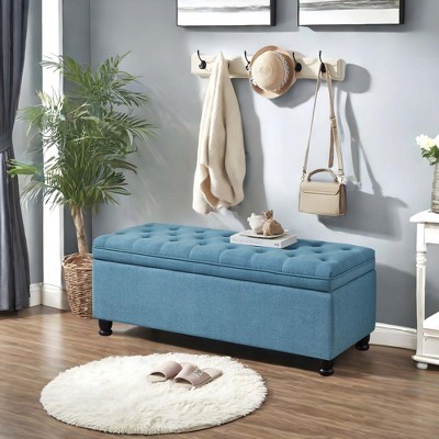 NicBex Modern 45" Tufted Storage Bench with Linen Fabric for Bedroom and Living Room