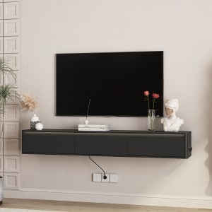 KTMBDW Floating TV Stand with LED Lights, 68.9" Wall Mounted TV Shelf, Media Console with Storage Shelf, Entertainment Under TV for Living Room - 1 of 4