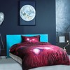 PiccoCasa Unique Bargains PiccoCasa Galaxy Sky Cosmos Night Pattern 3D Printed Single Size Bedding Quilt Duvet Cover Set Red 2 Pcs - 3 of 4