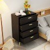 Hitow Modern Woodgrain Finish 4 Drawer Dresser with Metal Legs - image 2 of 4