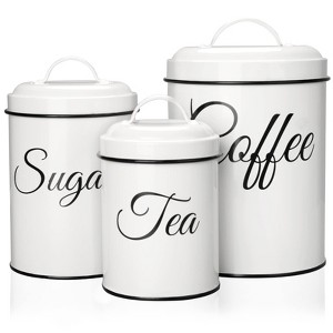3-Piece Kitchen Canisters Set – Airtight Food Storage Containers (White, Farmhouse Style for Countertop) - 1 of 4