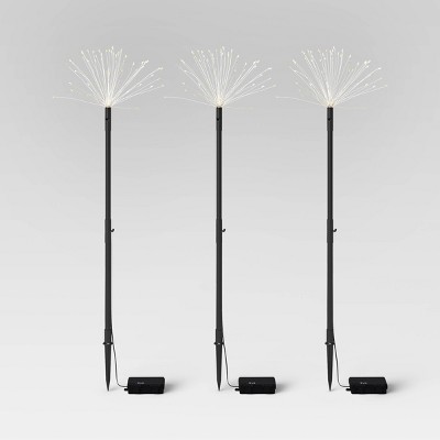 3pk Starburst Dandelion Sprig Battery LED Outdoor Light Stakes Black/White - Threshold™