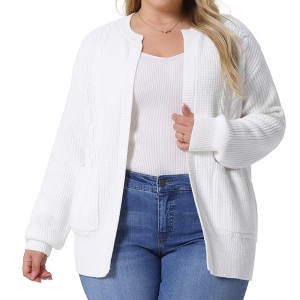 Agnes Orinda Women's Plus Size Classic Long Sleeve with Pockets Knit Lightweight Casual Cardigans - 1 of 4