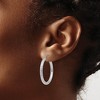 Black Bow Jewelry 3mm x 30mm, 14k White Gold, Diamond-cut Round Hoop Earrings - 3 of 4