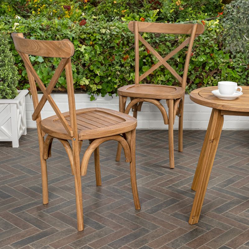 Annecy Classic Traditional X-Back Wood Outdoor Dining Chair - JONATHAN Y, 2 of 11