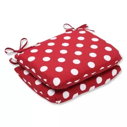 Outdoor 2-Piece Chair Cushion Set - Red/White Polka Dot - Pillow Perfect