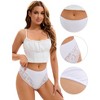 INSPIRE CHIC 3 Packs Women's Lace Trim Mid-Waisted Thongs Underwear Stylish Panties Available in Plus Size - 3 of 4