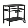 Outdoor Grill Dining Cart with Wheels,Movable Pizza Oven Trolley,Double-Shelf BBQ Prep Table with Hooks,Tabletop Griddle Cooking Station for Backyard - 2 of 4