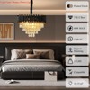 7 Light Crystal Hanging Pendant Lights 4 Tiers Black and Gold Pendant Light Fixtures with K9 Crystals - 2 of 4