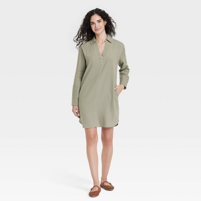 Women's Long Sleeve Popover Mini Shirtdress - Universal Thread™