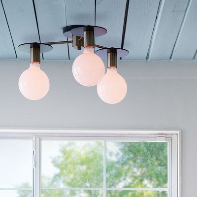 Bobbie Lacquered Brass & Black Globe 3-Light LED Chandelier