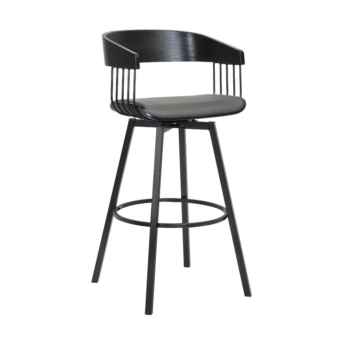 Athena Upholstered Swivel Barstool - thumbnail 2