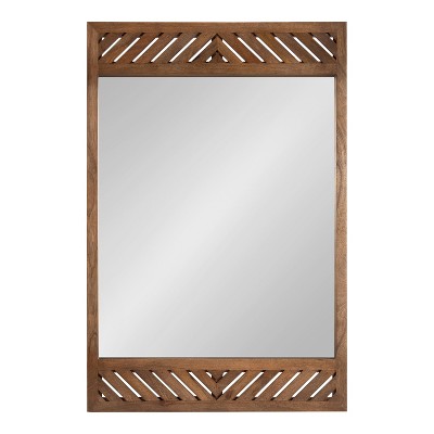 Mezzeta Brown Wood Chevron 24"x36" Rectangular Wall Mirror