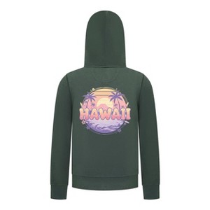 Everyday Kids Hawaii Sunset Zip Up Hoodie – Tropical Beach Palm Tree Sweatshirt - 1 of 4