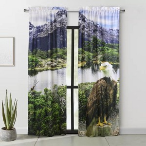 Habitat Photo Real American Bald Eagle Light Filtering Pole Top Curtain Panel Pair Each 37" x 84" Multicolor - 1 of 4