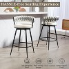 DYHOME 28 inch Bar Stools Set of 3, Modern Counter Height Bar Stools, 360° Swivel Suede Fabric Stool Chairs with Woven Back and Footrest - 3 of 4