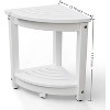 VINGLI Outdoor Side Table, HDPE Space-Saving Patio Corner Table Shower Bench, Waterproof 2-Tier Patio End Tables for Balcony Garden (White) - 3 of 4