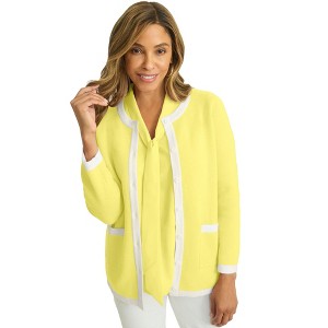 Jessica London Women's Plus Size Tipped Boxy Cardigan - 1 of 2