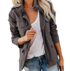 Imily Bela Women's Utility Jacket with Snap Buttons and Pockets for Urban Exploration - 1 of 4