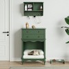 Bencmate Pet Storage Cabinet with Wall Mounted Cabinet, 2 Drawers and Semi-Open Space,Green,(27.5"*15.7"*39.7") - 2 of 4