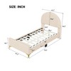 Beige Velvet Twin Size Upholstered Platform Bed with Classic Semi-Circle Headboard and Metal Legs - 4 of 4
