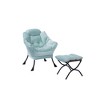 Living Room Chairs, Modern Cotton Fabric Lazy Chair with Ottoman, Footrest, and Side Pocket - 2 of 4