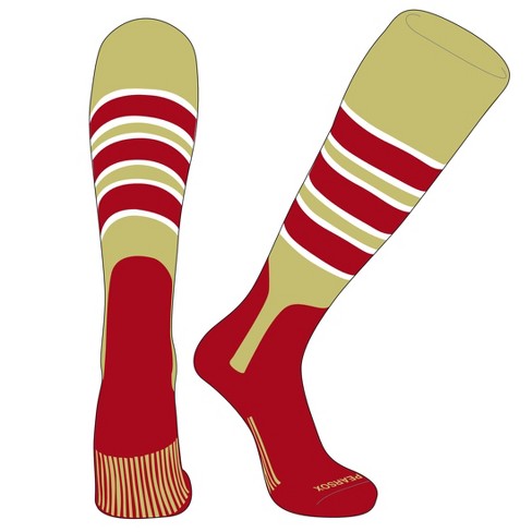 PEAR SOX OTC Baseball Softball Stirrup Socks (C, 7in) Vegas Gold, White, Red, Red - image 1 of 3