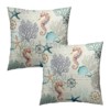 Nautical Coastal Pillow Cover 18x18 Inch Starfish Seashell Beach Cushion Cases Set of 2 Blue Ocean Themed - 3 of 3
