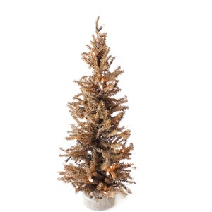 Perfect Holiday 2' Pre-Lit Brown Burlap Base Christmas Tree - 1 of 4