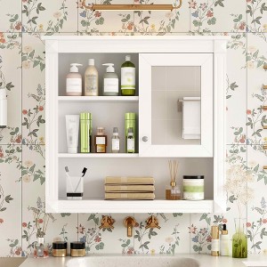 MAYEERTY 32" Bathroom Wall Cabinet with Mirror Wall Mounted Medicine Cabinet with 4 Shelves for Bathroom White - 1 of 4