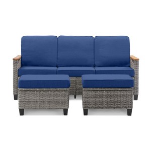 Buenhomino Outdoor PE Wicker Furniture Set – Modular Chairs, Sofas, Ottomans & Tables with All-Weather Cushions for Patio, Garden, Deck & Porch - 1 of 4