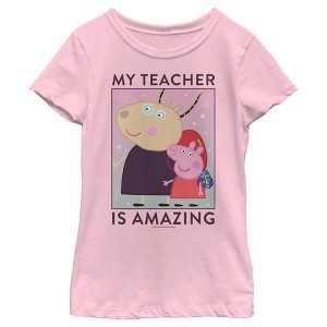 Girl's Peppa Pig Madame Gazelle My Teacher is Amazing T-Shirt - 1 of 4