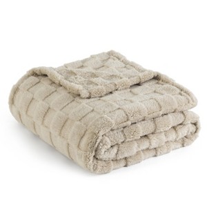 Cozy Comfort by Bedsure | Cute Soft Cozy Checkered 260GSM Throw Blanket for Couch Twin Size White - 1 of 4