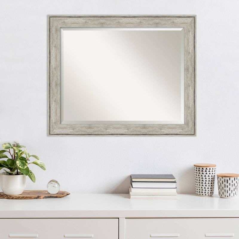 33&#34; x 27&#34; Crackled Metallic Framed Wall Mirror Silver - Amanti Art, 6 of 9