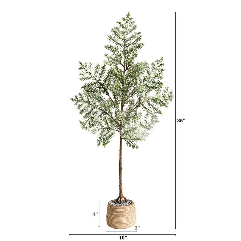 Nearly Natural 2.92-ft Frosted Pine Artificial Christmas Tree in Decorative Planter, 3 of 6